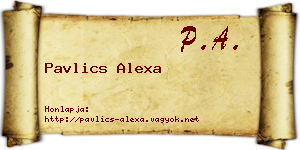 Pavlics Alexa névjegykártya